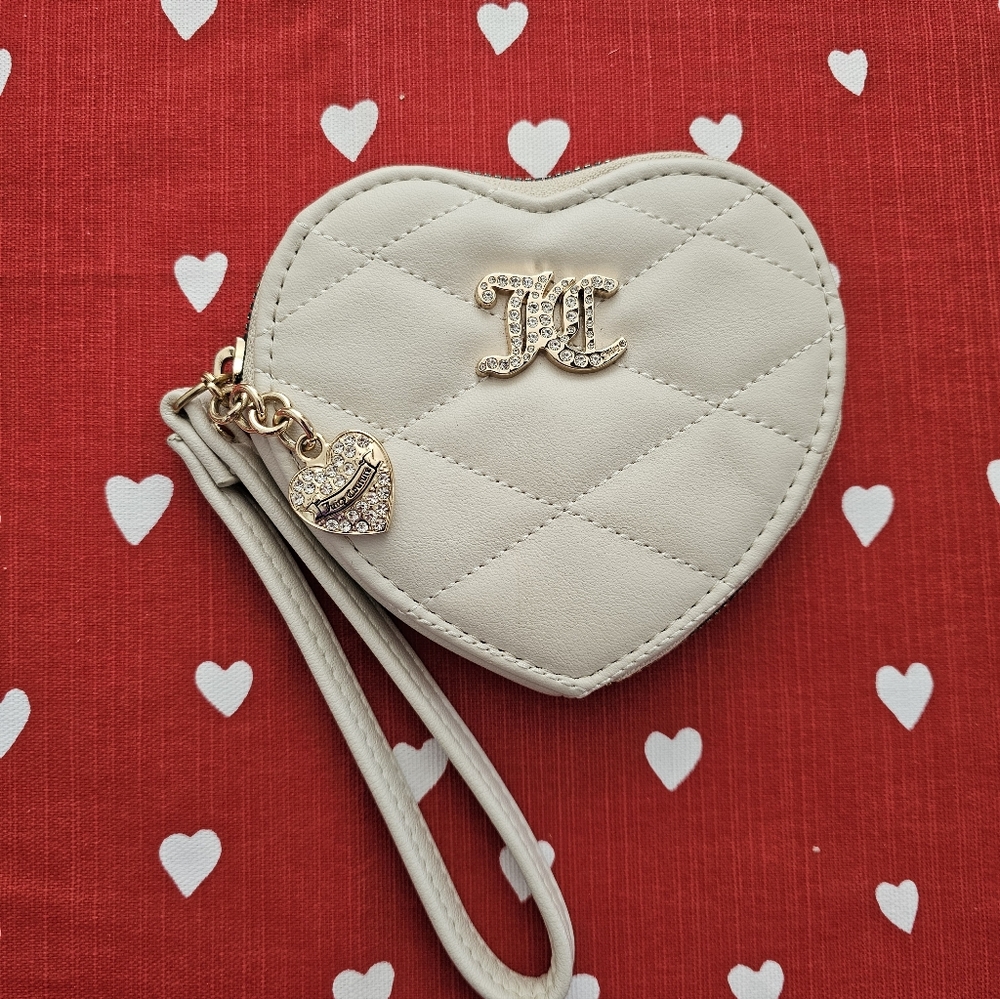 Juicy Couture Heart-Shaped Quilted Wristlet with Heart Charm
